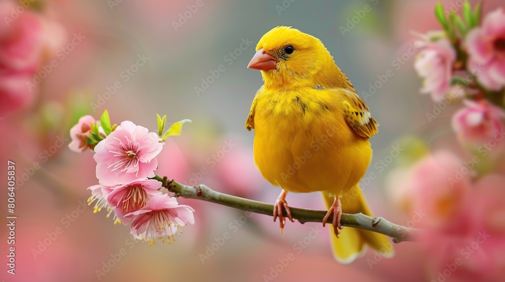 cute Canary Bird in the Garden. Generative Ai cute Canary Bird in the Garden. Generative Ai
