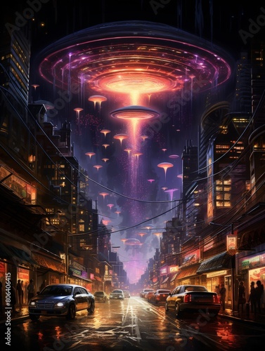 UFO Beam Shapes Urban Nocturne photo