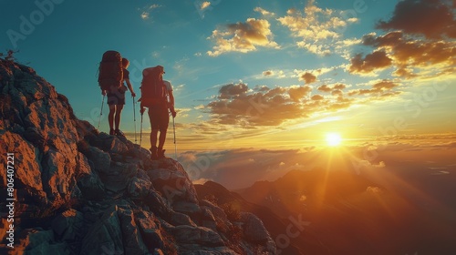 Couple Standing on Mountain Top