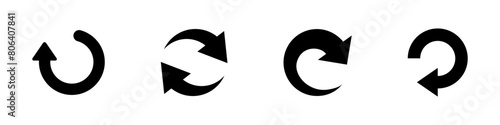 Circle arrow vector set. Reload circular arrows set.
