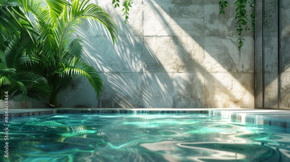 Palm Tree Standing in Pool