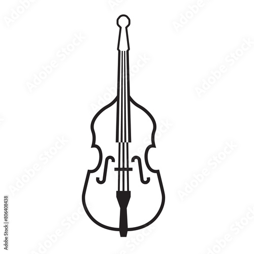 Upright Bass, String Bass Vector Logo Simple