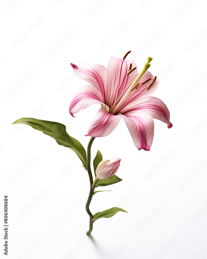 pink lily isolated on white background