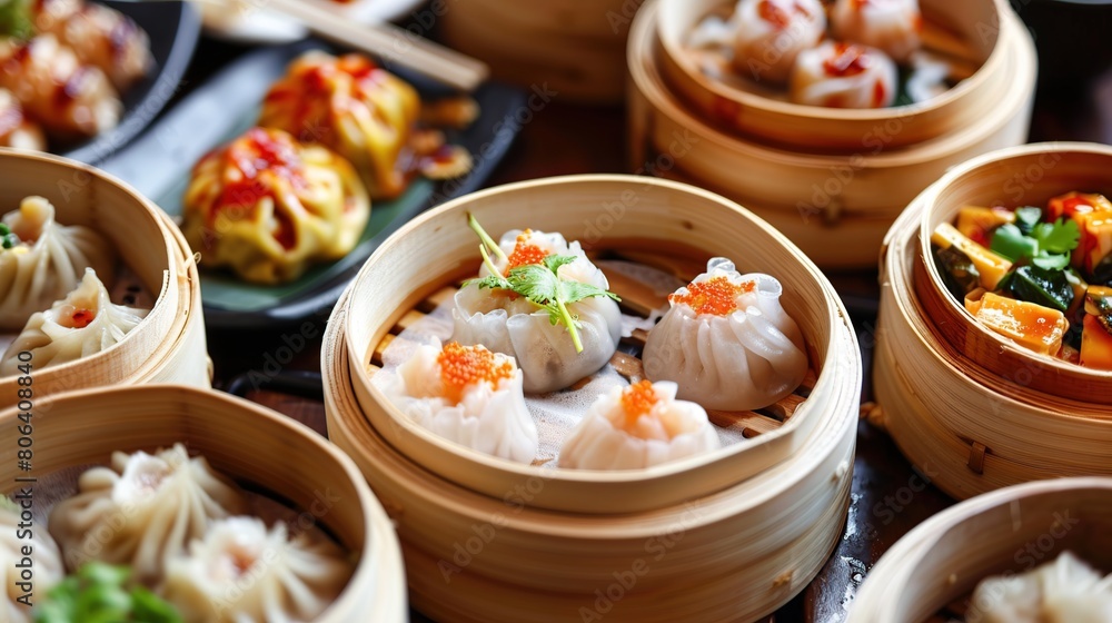 Traditional Chinese dim sum appetizer. Generative Ai Traditional Chinese dim sum appetizer. Generative Ai