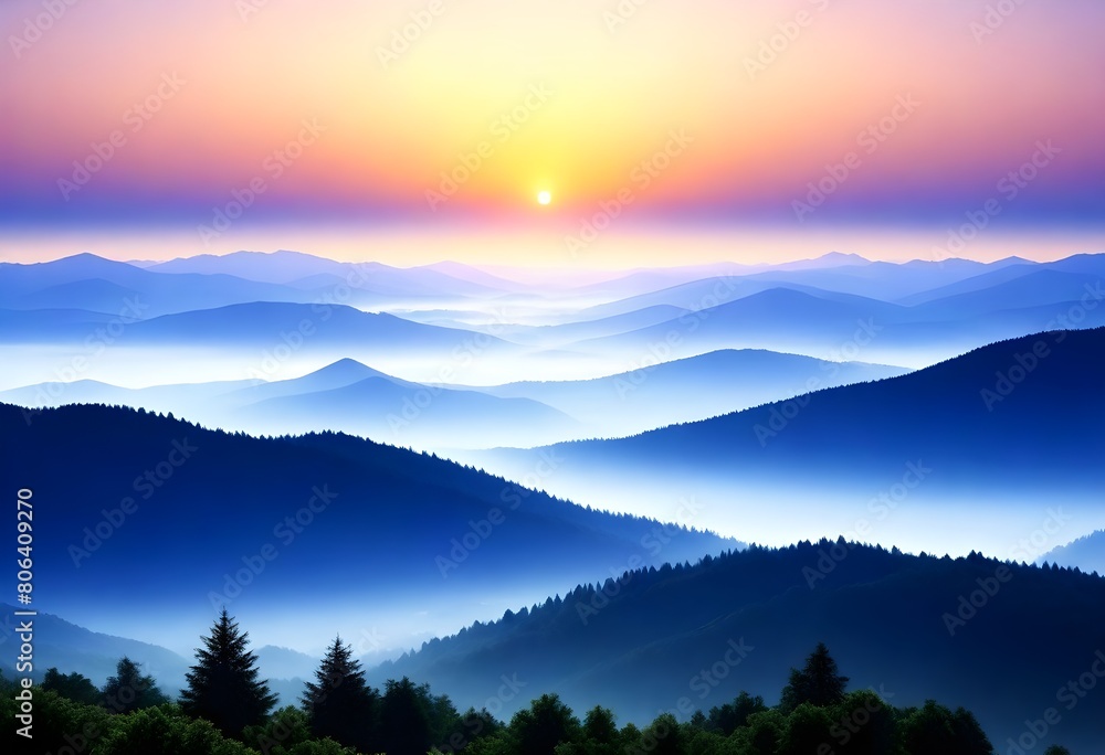 Invigorating morning sunrise over a misty mountain (24)