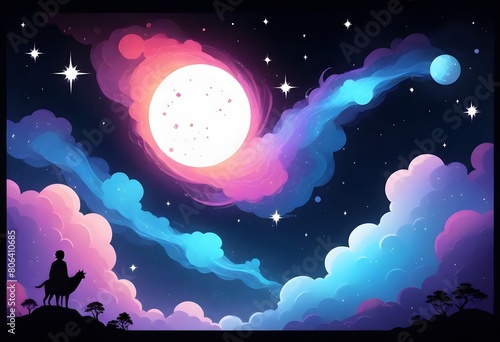 flat illustration classical animes A cosmicinspire (4) photo