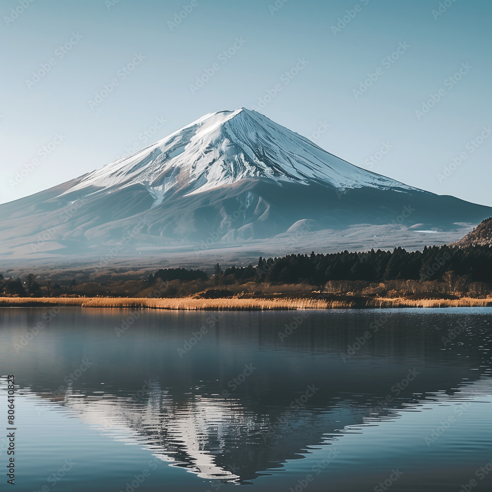 Majestic Mount Fuji Reflected in Tranquil Waters