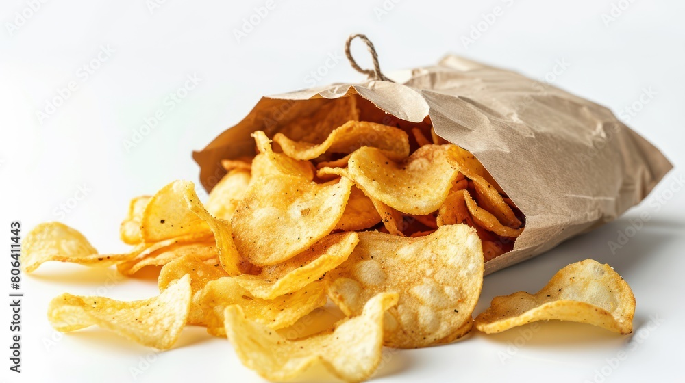 Crispy Delight: White Bag of Delectable Potato Chips