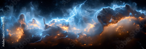 abstract background of clouds with electric discharges