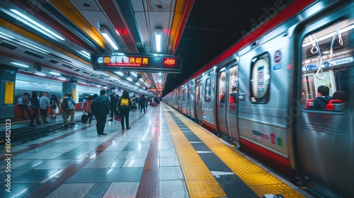 City Commuters: Inside Train Station, Traveling to Work for Urban Transportation