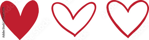 Heart, love, romance or valentine's day red heart. Heart vector icons. Artistic red heart love symbols isolated editable vector.
