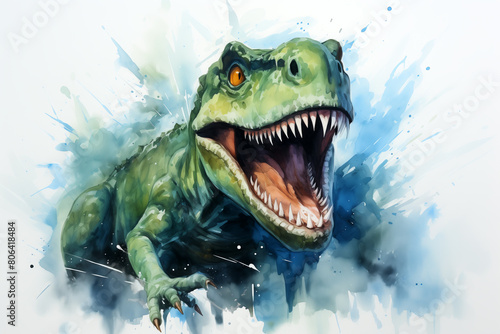 Vibrant T-Rex  Joyful Watercolor Charm