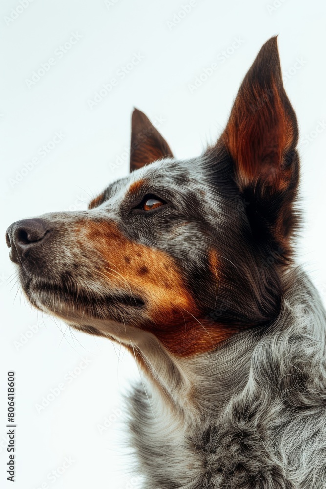 Mystic portrait of Australian Cattle Dog, Isolated on white background Mystic portrait of Australian Cattle Dog, Isolated on white background