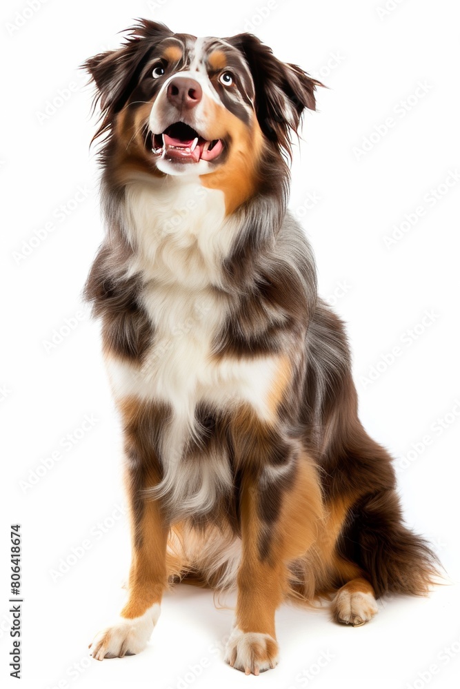 Mystic portrait of Australian Shepherd, Isolated on white background Mystic portrait of Australian Shepherd, Isolated on white background