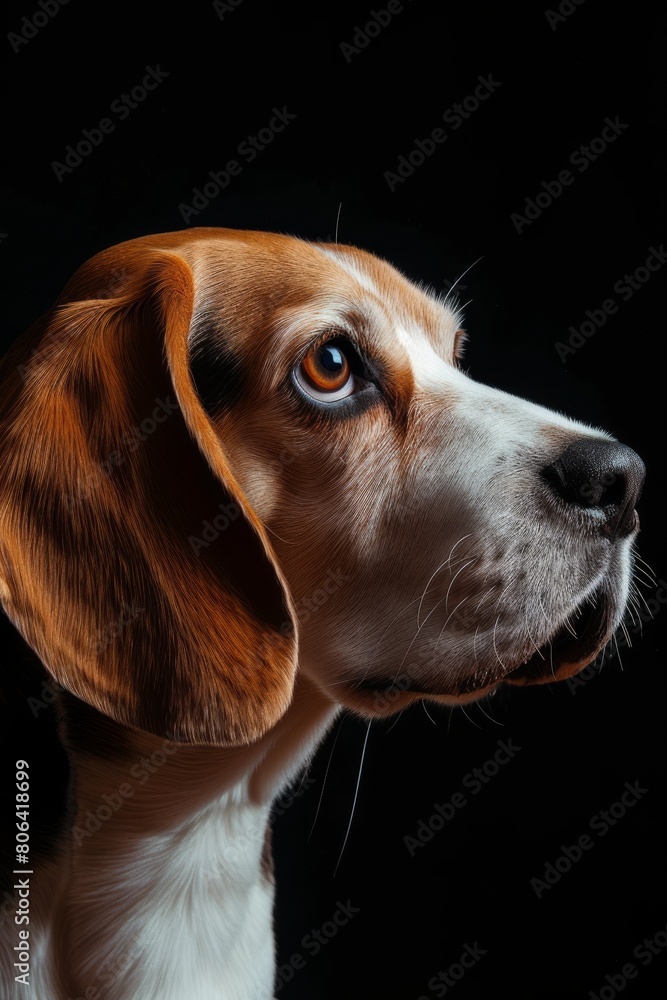 Mystic portrait of Beagle, Isolated on black background