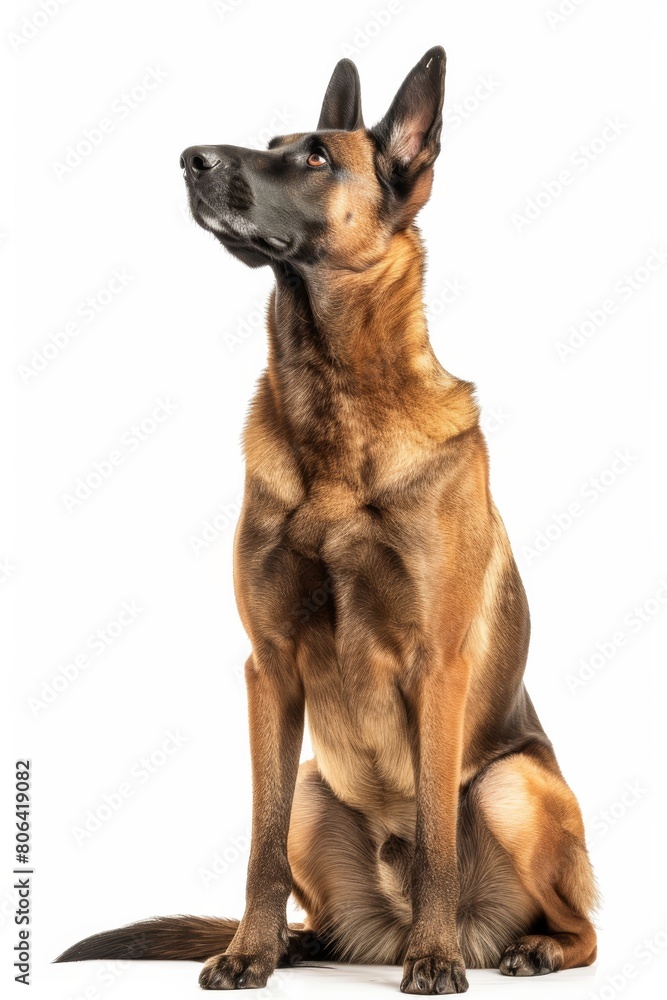 Mystic portrait of Belgian Malinois, Isolated on white background Mystic portrait of Belgian Malinois, Isolated on white background