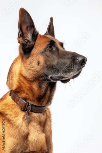 Mystic portrait of Belgian Malinois Isolated on white background