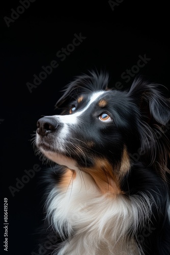 Mystic portrait of Border Collie, Isolated on black background