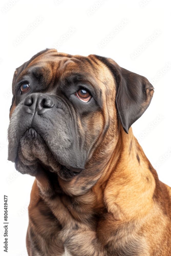 Mystic portrait of Bullmastiff, Isolated on white background Mystic portrait of Bullmastiff, Isolated on white background