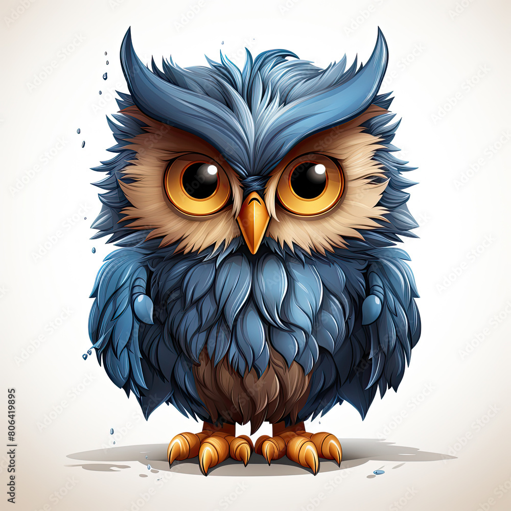Fototapeta premium Watercolor Frostbite owl, clipart Illustration, Generative Ai