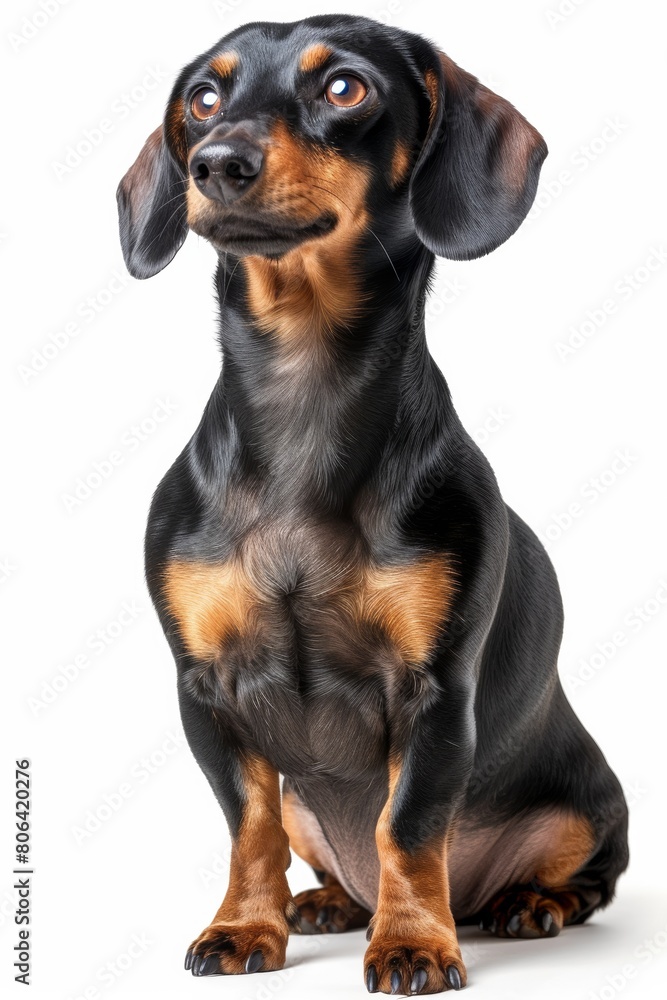 Mystic portrait of Dachshund, full body View, Isolated on white background Mystic portrait of Dachshund, full body View, Isolated on white background