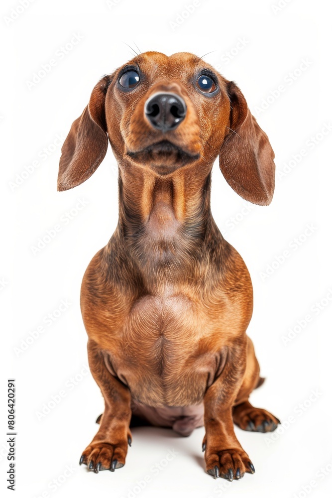 Mystic portrait of Dachshund, full body View, Isolated on white background Mystic portrait of Dachshund, full body View, Isolated on white background