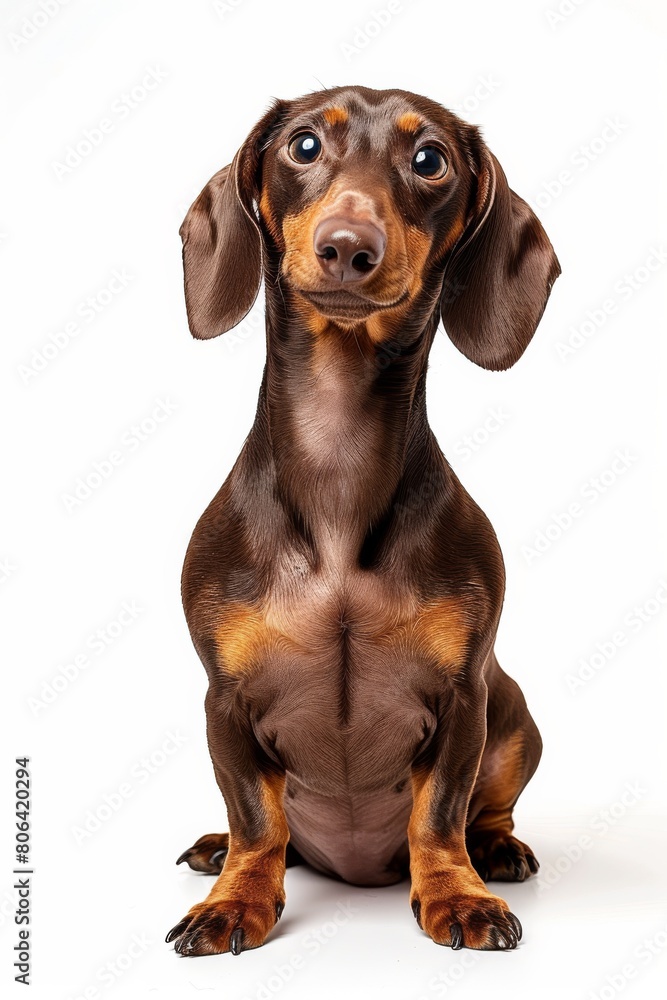 Mystic portrait of Dachshund, full body View, Isolated on white background Mystic portrait of Dachshund, full body View, Isolated on white background
