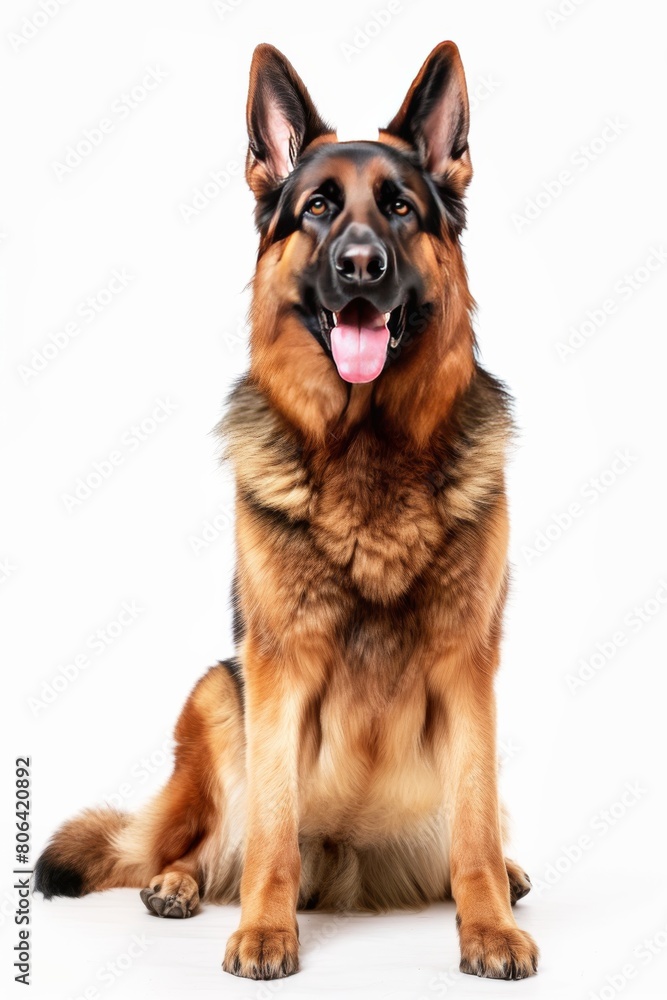 Mystic portrait of German Shepherd, full body View, isolated on white background