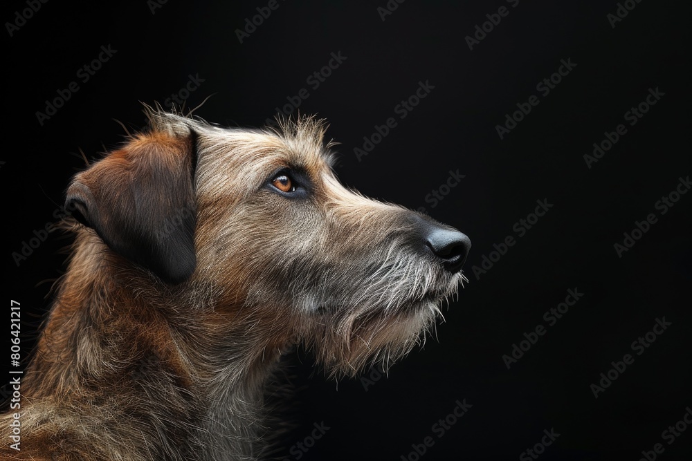 Mystic portrait of Irish Wolfhound, Isolated on black background