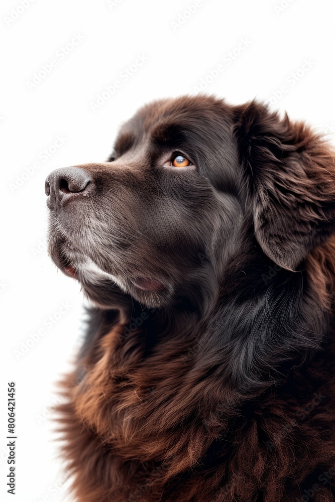 Mystic portrait of Newfoundland, Close up view, Isolated on white Background Mystic portrait of Newfoundland, Close up view, Isolated on white Background