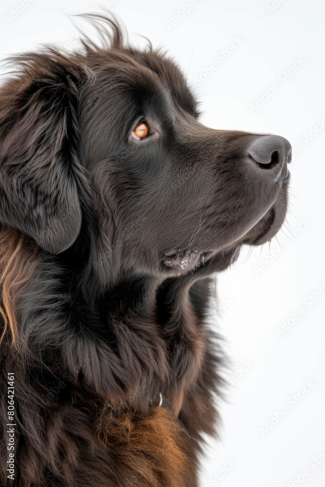 Mystic portrait of Newfoundland, Close up view, Isolated on white Background Mystic portrait of Newfoundland, Close up view, Isolated on white Background