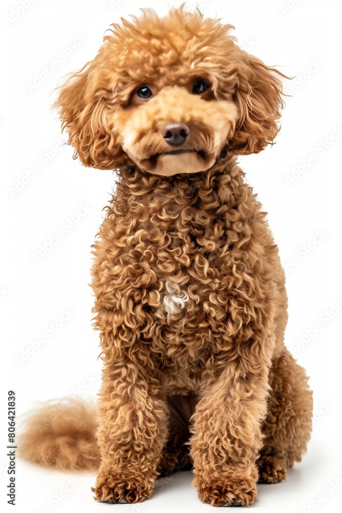 Mystic portrait of Poodle, full body View, Isolated on white background Mystic portrait of Poodle, full body View, Isolated on white background