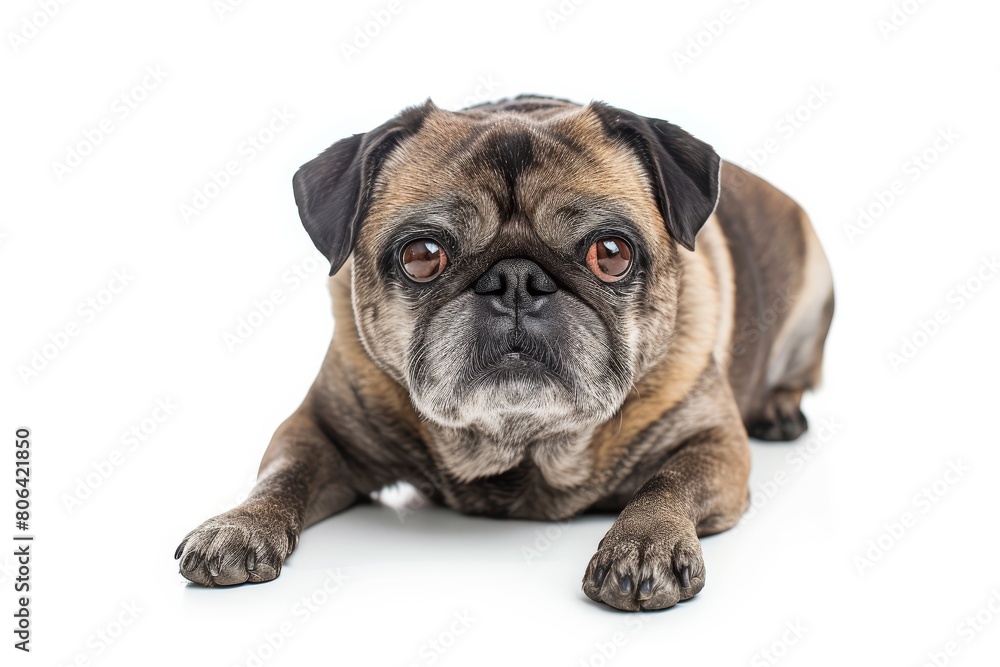 Mystic portrait of Pug, full body shot, fIsolated on white background Mystic portrait of Pug, full body shot, fIsolated on white background