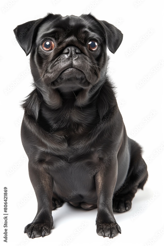 Mystic portrait of Pug, full body View, Isolated on white background Mystic portrait of Pug, full body View, Isolated on white background