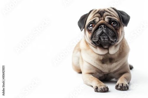 Mystic portrait of Pug  full body shot  full body View  Isolated on white background