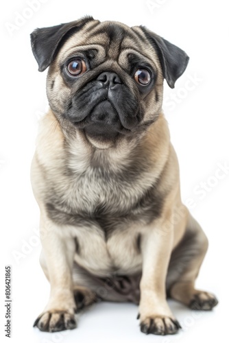 Mystic portrait of Pug  full body View  Isolated on white background
