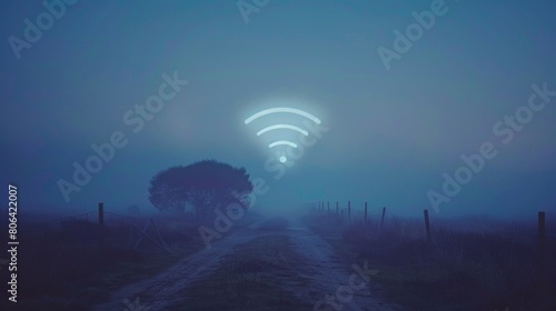 Against a backdrop of emptiness, the essence of connectivity is encapsulated in a single network icon.
