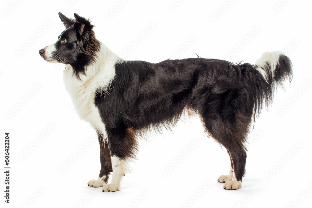 Fototapeta premium the beside view Border Collie dog standing, left side view, 