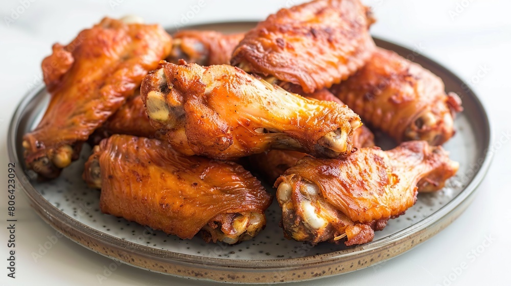 Deep Fried Chicken Wings On Plate Isolated. Generative Ai Deep Fried Chicken Wings On Plate Isolated. Generative Ai