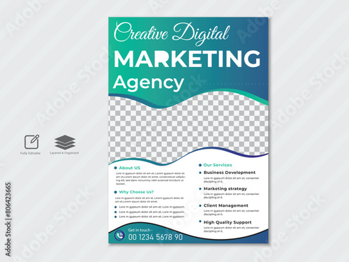 Creative corporate business flyer design template  for a digital marketing company or agency.