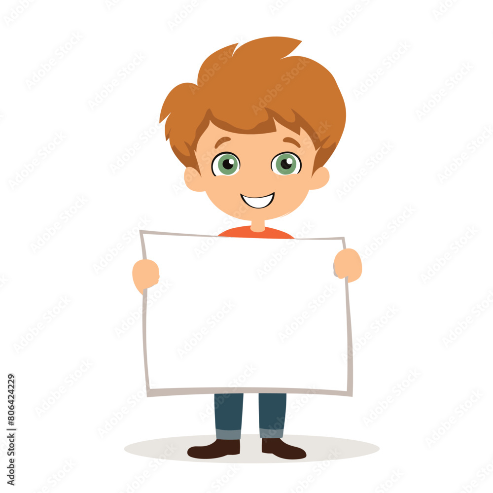 Young cartoon boy holding blank sign smiling. Cheerful child presenting empty banner, ready text. Happy kid showcasing white placard, customizable poster Young cartoon boy holding blank sign smiling. Cheerful child presenting empty banner, ready text. Happy kid showcasing white placard, customizable poster