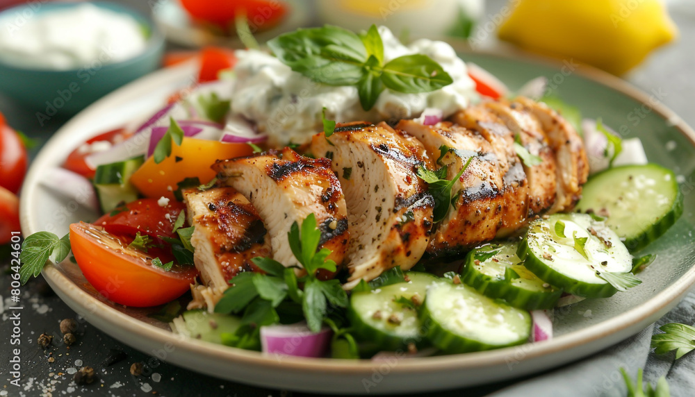 Tzatziki Chicken Salad natural lighting vibrant Tzatziki Chicken Salad natural lighting vibrant