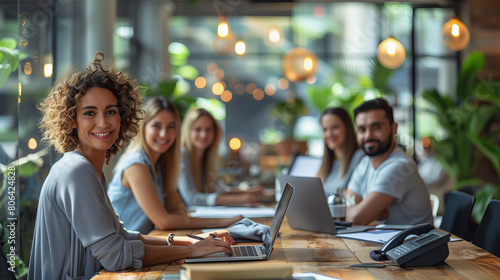International executive business at boardroom meeting table.