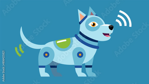 A voiceactivated interactive pet toy that responds to a dogs barks and commands providing endless entertainment and mental stimulation.. Vector illustration