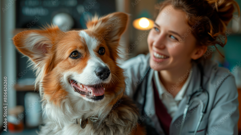 Veterinary consultation of a dog in the presence of the veterinarian, beautiful profession. Veterinary consultation of a dog in the presence of the veterinarian, beautiful profession.