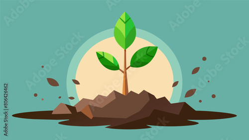 A seedling breaking through the soil personifies the potential for growth and change within ourselves mirroring the Stoic belief in continuous. Vector illustration