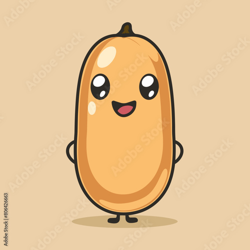 A cartoon potato is smiling and walking on a white background. The potato is happy and has a positive attitude