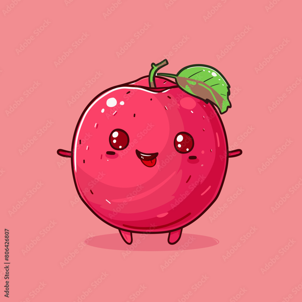 A cartoon Waxberry with a cherry on top. The Waxberry is smiling and waving. Scene is happy and playful A cartoon Waxberry with a cherry on top. The Waxberry is smiling and waving. Scene is happy and playful