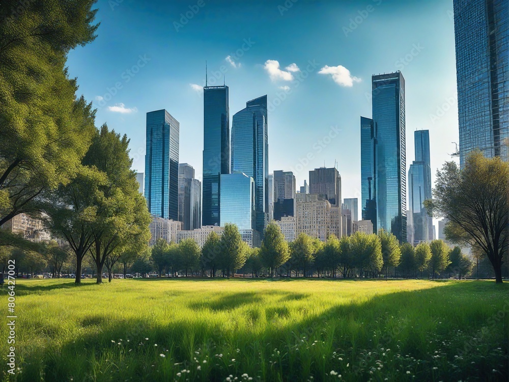Obraz premium city skyline at sunset