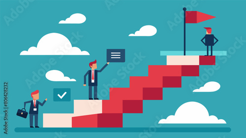 A staircase with each step representing a different stage in the process and the final step leading to the ultimate goal of rational decisionmaking.. Vector illustration